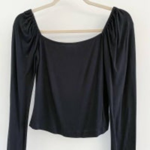 LNA Black Square Neck Jersey Long Sleeve Tee - Picture 3 of 5
